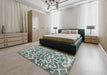 Machine Washable Contemporary -Sea Green Rug in a Bedroom, wshcon1463