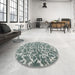 Round Contemporary Green Modern Rug in a Office, con1463