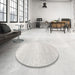 Round Contemporary Pale Silver Gray Modern Rug in a Office, con1464