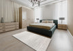 Contemporary Pale Silver Gray Modern Rug in a Bedroom, con1464