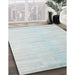 Contemporary Blue Modern Rug in Family Room, con1465