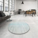 Round Machine Washable Contemporary Gulf Blue Rug in a Office, wshcon1465