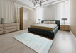 Contemporary Blue Modern Rug in a Bedroom, con1465