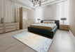 Machine Washable Contemporary Silver Gray Rug in a Bedroom, wshcon1467