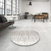 Round Machine Washable Contemporary Dark Gray Rug in a Office, wshcon1468