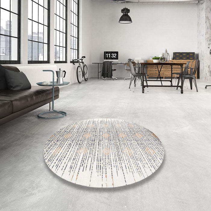 Round Contemporary Dark Gray Modern Rug in a Office, con1468