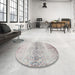 Round Machine Washable Contemporary Grey Gray Rug in a Office, wshcon1469