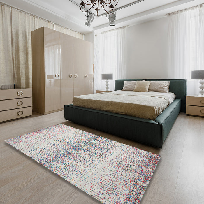 Contemporary Gray Modern Rug in a Bedroom, con1469