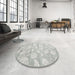 Round Contemporary Dark Gray Modern Rug in a Office, con1471