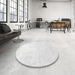 Round Contemporary Platinum Gray Solid Rug in a Office, con1472