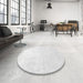 Round Machine Washable Contemporary Platinum Gray Rug in a Office, wshcon1472