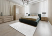 Contemporary Platinum Gray Solid Rug in a Bedroom, con1472