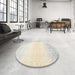 Round Machine Washable Contemporary Gold Rug in a Office, wshcon1476