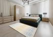 Contemporary Gold Modern Rug in a Bedroom, con1476