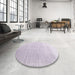 Round Machine Washable Contemporary Periwinkle Pink Rug in a Office, wshcon1479