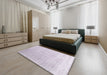 Contemporary Pink Modern Rug in a Bedroom, con1479