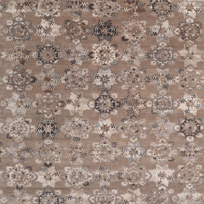 Square Contemporary Light French Beige Brown Modern Rug, con1481