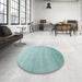 Round Contemporary Tiffany Blue Modern Rug in a Office, con1482