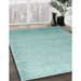 Contemporary Tiffany Blue Modern Rug in Family Room, con1482