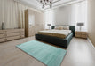 Contemporary Tiffany Blue Modern Rug in a Bedroom, con1482