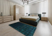 Contemporary Black Modern Rug in a Bedroom, con1484