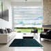 Square Machine Washable Contemporary Black Rug in a Living Room, wshcon1484