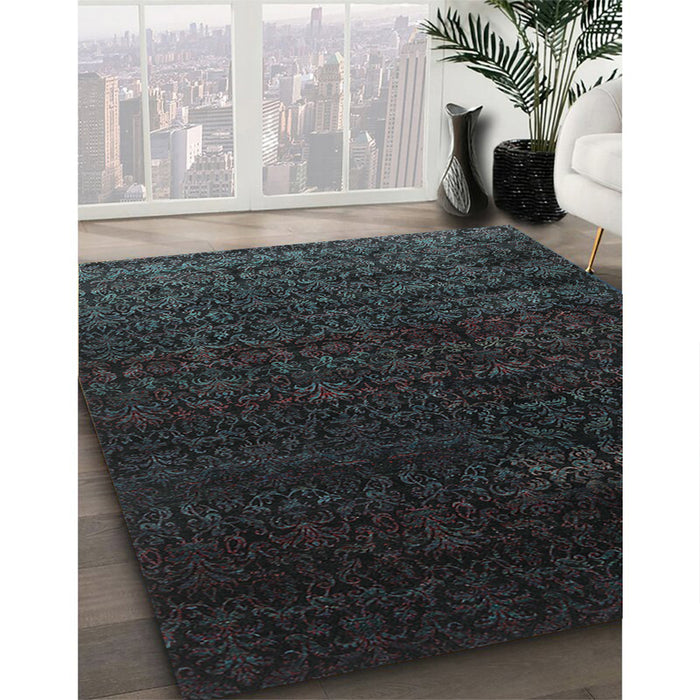 Contemporary Mid Gray Modern Rug in Family Room, con1485