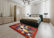 Machine Washable Contemporary Dark Almond Brown Rug in a Bedroom, wshcon1490