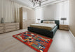 Machine Washable Contemporary Army Brown Rug in a Bedroom, wshcon1491