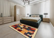 Contemporary Yellow Orange Modern Rug in a Bedroom, con1492