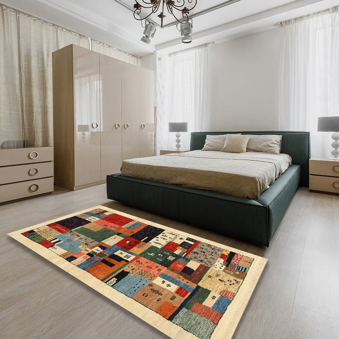 Machine Washable Contemporary Dark Sienna Brown Rug in a Bedroom, wshcon1494