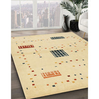 Contemporary Brown Gold Solid Rug, con1495