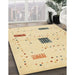 Contemporary Brown Gold Solid Rug in Family Room, con1495