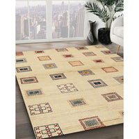 Contemporary Brown Gold Solid Rug, con1496