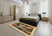 Contemporary Yellow Orange Modern Rug in a Bedroom, con1497