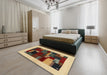 Machine Washable Contemporary Red Brown Rug in a Bedroom, wshcon1498