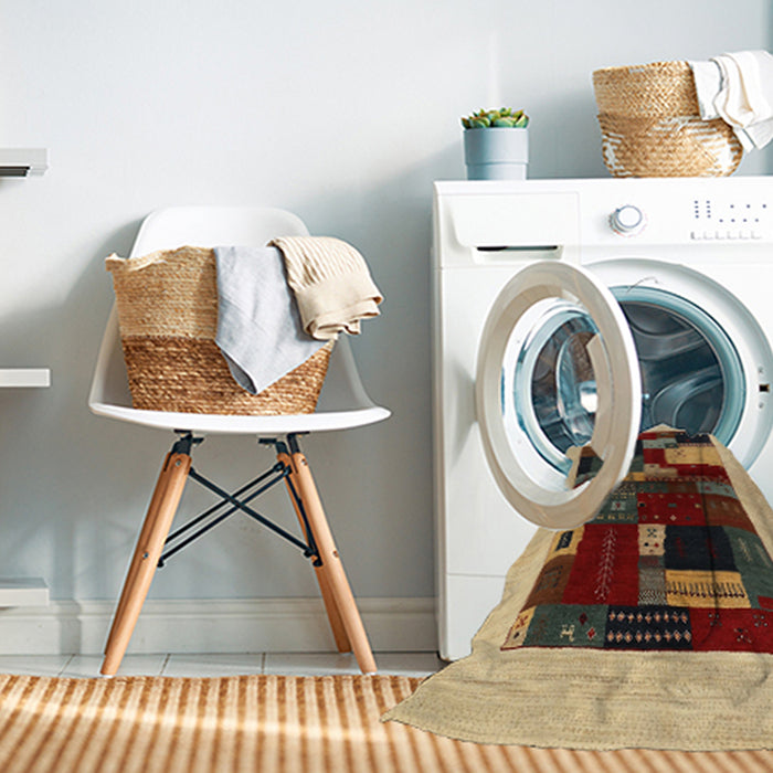 Machine Washable Contemporary Red Brown Rug in a Washing Machine, wshcon1498