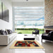 Square Machine Washable Contemporary Red Brown Rug in a Living Room, wshcon1498