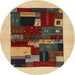 Sideview of Contemporary Red Brown Modern Rug, con1498