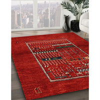 Contemporary Red Modern Rug, con1499