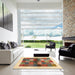 Square Contemporary Sienna Brown Modern Rug in a Living Room, con1500