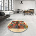 Round Machine Washable Contemporary Sienna Brown Rug in a Office, wshcon1500