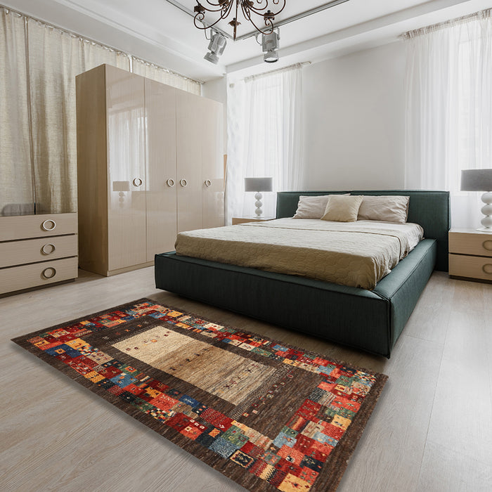Contemporary Red Modern Rug in a Bedroom, con1501
