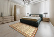 Contemporary Brown Gold Modern Rug in a Bedroom, con1502