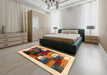 Machine Washable Contemporary Brown Red Rug in a Bedroom, wshcon1504