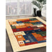 Contemporary Brown Red Modern Rug in Family Room, con1504