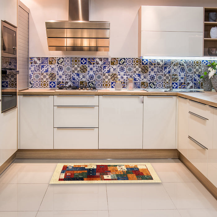 Contemporary Brown Red Modern Rug in a Kitchen, con1504