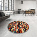 Round Machine Washable Contemporary Saffron Red Rug in a Office, wshcon1506