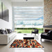 Square Contemporary Saffron Red Modern Rug in a Living Room, con1506