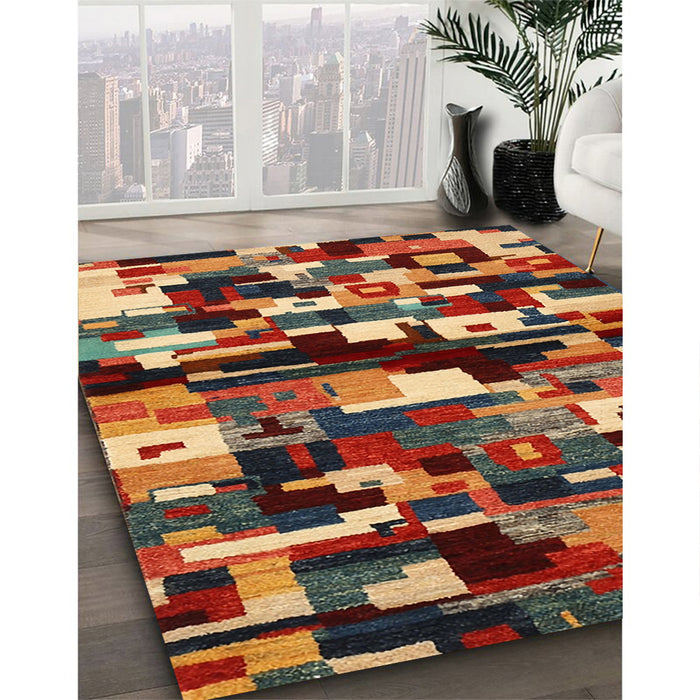 Machine Washable Contemporary Saffron Red Rug in a Family Room, wshcon1506